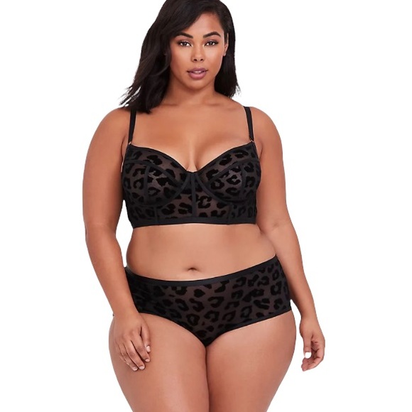 torrid Other - TORRID BLACK MESH FLOCKED LEOPARD LONGLINE UNDERWIRE BRALETTE